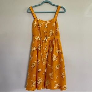 Madewell Mustard 100% Silk Fleur Bow-Back Dress in Butterfly Garden Size 2